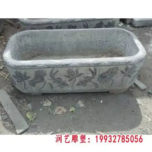 福字浮雕圆形水缸石雕兴安盟花岗岩雕塑水缸价格
