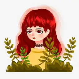 小清新女孩与植被手绘卡通人像图片素材其他格式下载动漫人物大全
