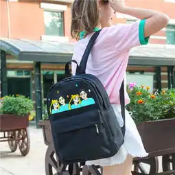 原宿街头双肩包女韩版潮学院风中学生书包休闲帆布情侣背包旅行包
