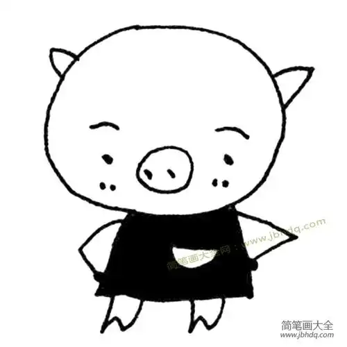 一组可爱的卡通小猪简笔画图片
