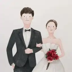 情侣婚姻插画图片
