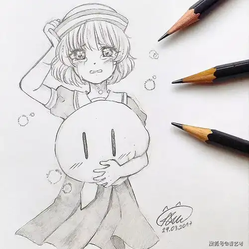 适合新手临摹的动漫女生线稿图
