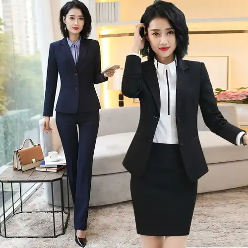 秋冬长袖工作服女装职业套装女套裙ol西服西装套装女士正装套装女
