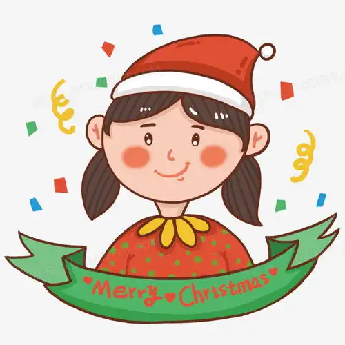 戴圣诞帽的飘满彩带的女孩png图片素材免费下载psd格式20002000像素熊猫办公
