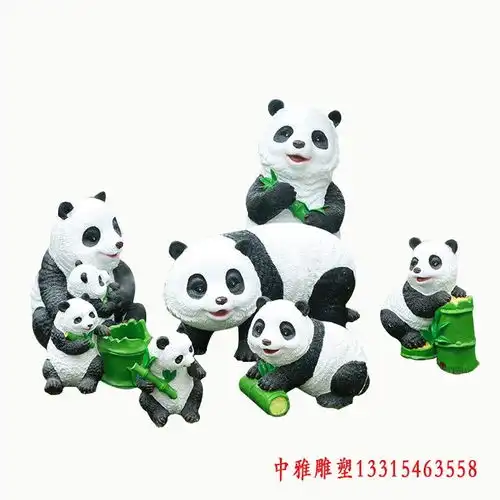 玻璃钢熊猫公园景点雕塑山西树脂熊猫雕塑
