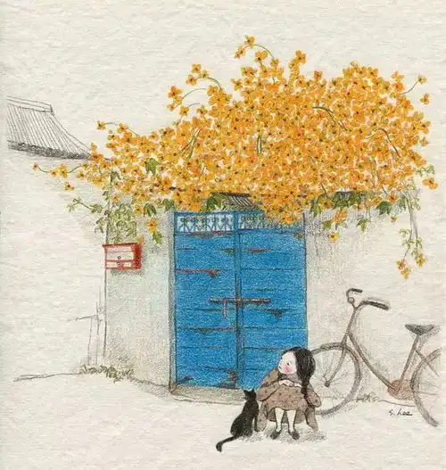 手绘插画情绪低落不想说话的时候,就看看治愈系插画吧
