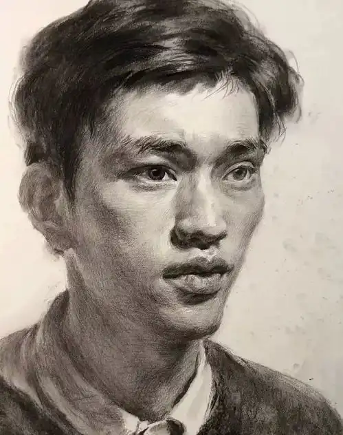 视频教学朱传奇教你画目光深邃的学长男青年素描头像
