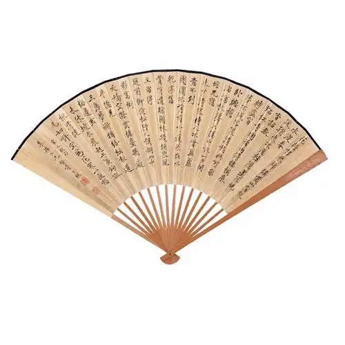 中国风红色喜庆扇子扇形古典古风手绘折扇png透明免抠ps设计素材古风折扇
