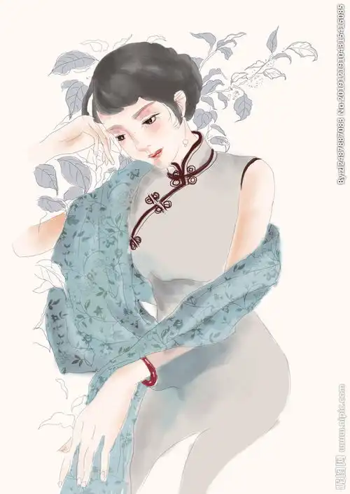 古风人物手绘旗袍美女图片
