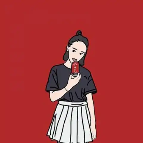 红色背景动漫情侣头像一对一男一女红色系卡通萌图
