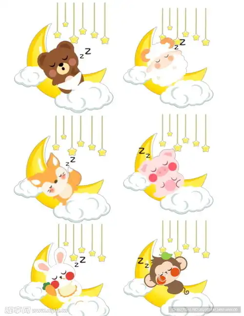 世界睡眠日卡通动物睡觉设计图其他素材
