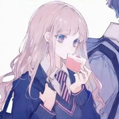 手绘动漫插画情侣头像

