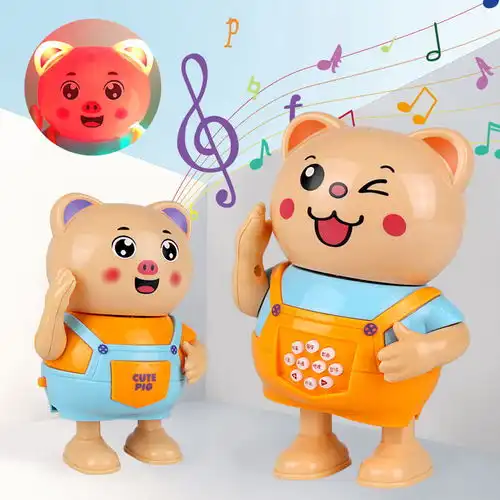 电动带灯光抖音海草舞唱歌跳舞萌萌小猪男女孩玩具
