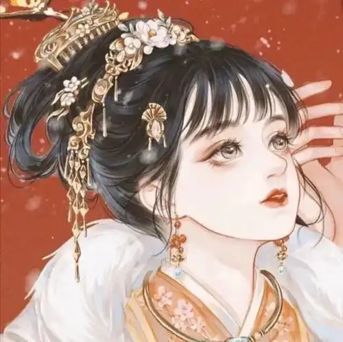 古风情侣头像红衣一对
