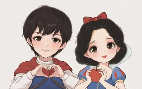 迪士尼王子与公主的甜蜜情侣合照,野兽真像只乖乖的小狗狗

