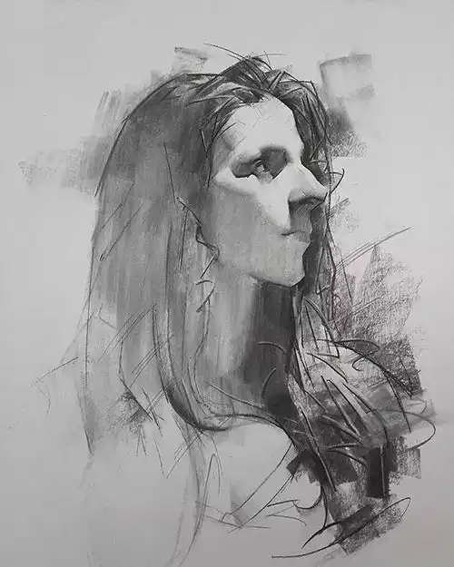 他画素描从来不用画笔,但是却能把人物表现的淋漓尽致
