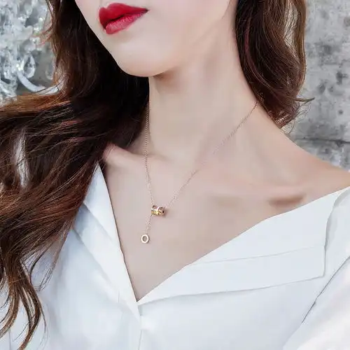陶瓷钛钢项链情侣小红人网红弹簧项链女锁骨链不掉色韩版简约日韩

