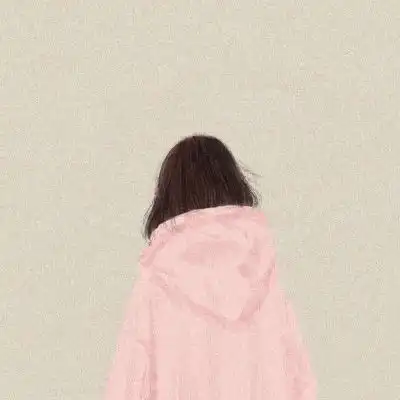 卡通背影头像唯美漂亮手绘画女生背影图片
