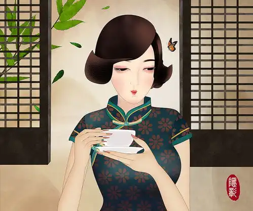 垂柳柳枝燕子古风唯美旗袍美人
