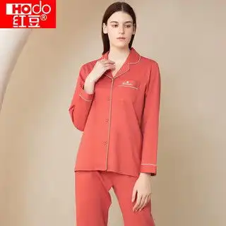 辉豹huibao红色纯棉睡衣女士秋季纯棉长袖中老年居家服女春秋家居服套装g6863酒红xxxl
