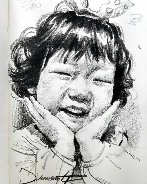 他用木炭条把肖像画活了,生动传神惟妙惟肖
