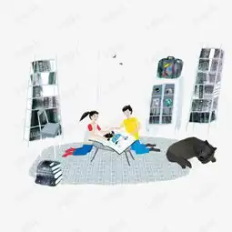 卡通情侣看书素材图片免费下载高清卡通手绘png千库网图片编号6919766
