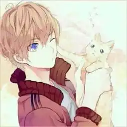 一个动漫头像,男生抱着猫的,求另一个女生头像,也是抱着猫的
