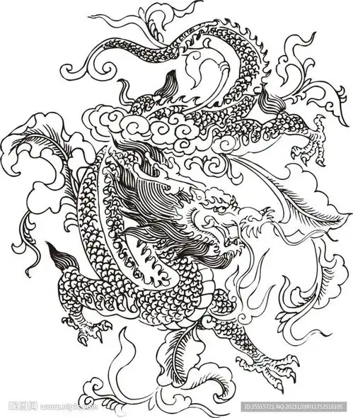 卡通龙雕刻矢量图案设计图
