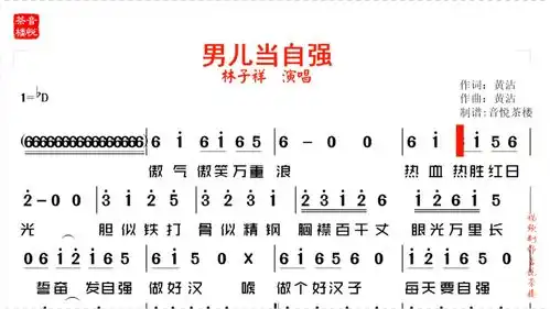 林子祥的男儿当自强视听简谱,带你重温经典热血沸腾
