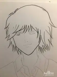 动漫人物线稿手绘一个短发帅哥画日漫男孩

