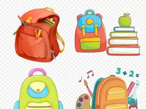 卡通手绘开学季小学生书包儿童背包海报素材背景图片png
