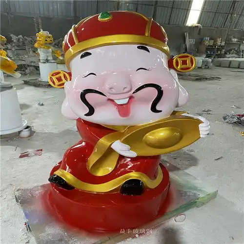 广州玻璃钢财神爷雕塑卡通造型雕塑
