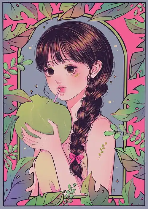 夏日小清新女孩风格插画,有颜有甜,快收藏
