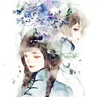 手绘古风民国美女头像,打伞的样子更是淑女
