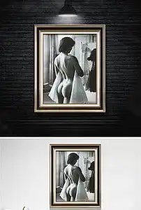 黑白女人感性背影无框画图片设计素材高清模板下载74.00mb人物装饰画大全
