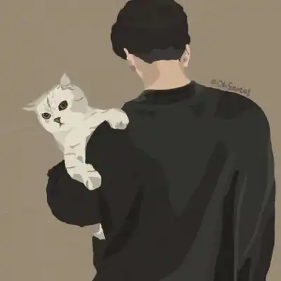 唐崎夜雨插画简约情侣头像
