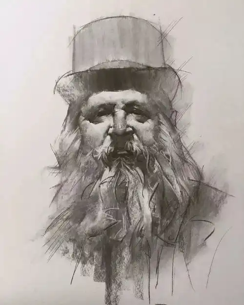 当木炭条画上完色后,太惊艳了
