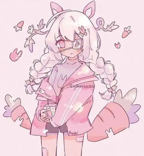 一组慵懒萌萌的少女手绘头像
