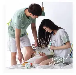 妮狄娅2018新款韩版情侣睡衣女夏季短袖短裤纯棉休闲男家居服套装
