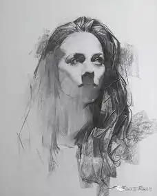 看着简单,他用木炭条画出来的素描人物,生动传神
