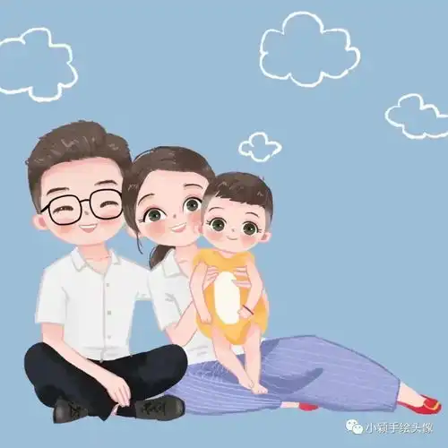 全家福年味头像,一家三口四口动漫头像,简单又好看
