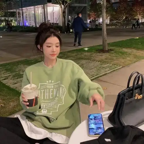 2021秋冬新款大咸私服米奇款加绒情侣印花卫衣
