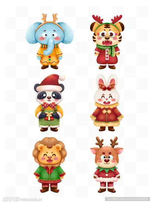 圣诞节小动物ip设计图卡通设计
