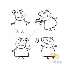 小猪佩奇儿童画猪妈妈简笔画
