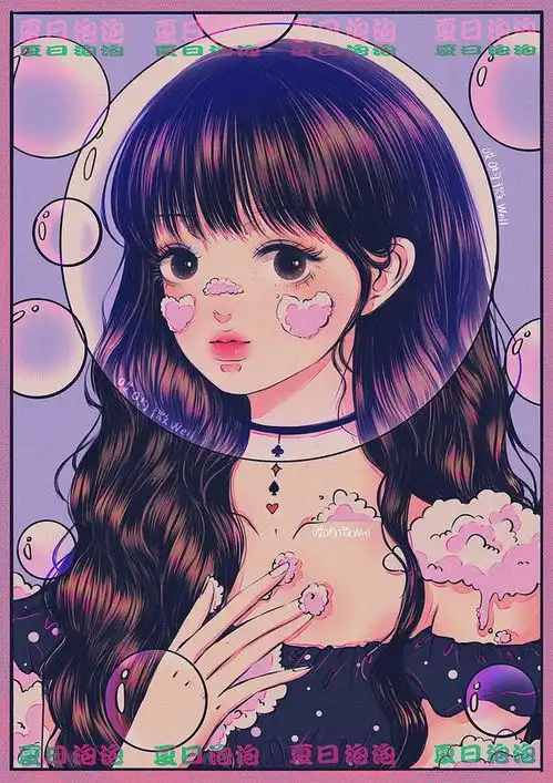 夏日小清新女孩风格插画,有颜有甜,快收藏
