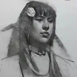 木炭条作画的画面,就有一种朦胧的美感
