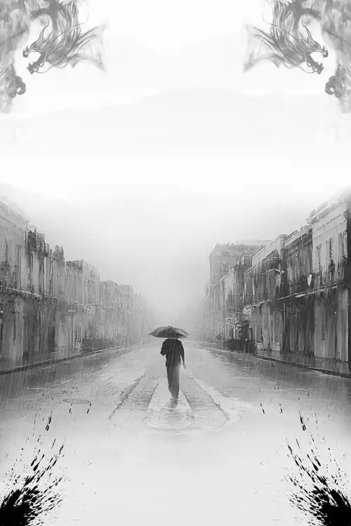 黑白风景雨夜背影身影摄影底纹背景高清素材照片设计图片免费下载页面网页平面电商创意素材背影素材
