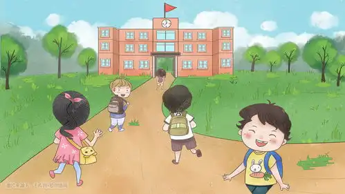 开学一群学生背书包上学卡通手绘插画图片千库网

