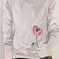 单手拿花的情侣动漫头像
