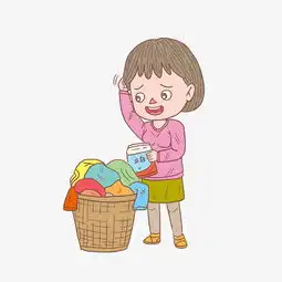卡通手绘人物洗衣服女孩图片素材其他格式下载动漫人物大全
